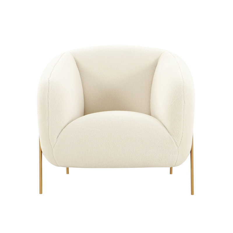Cream Shearling Velvet Accent Chair with Manufactured Wood Frame