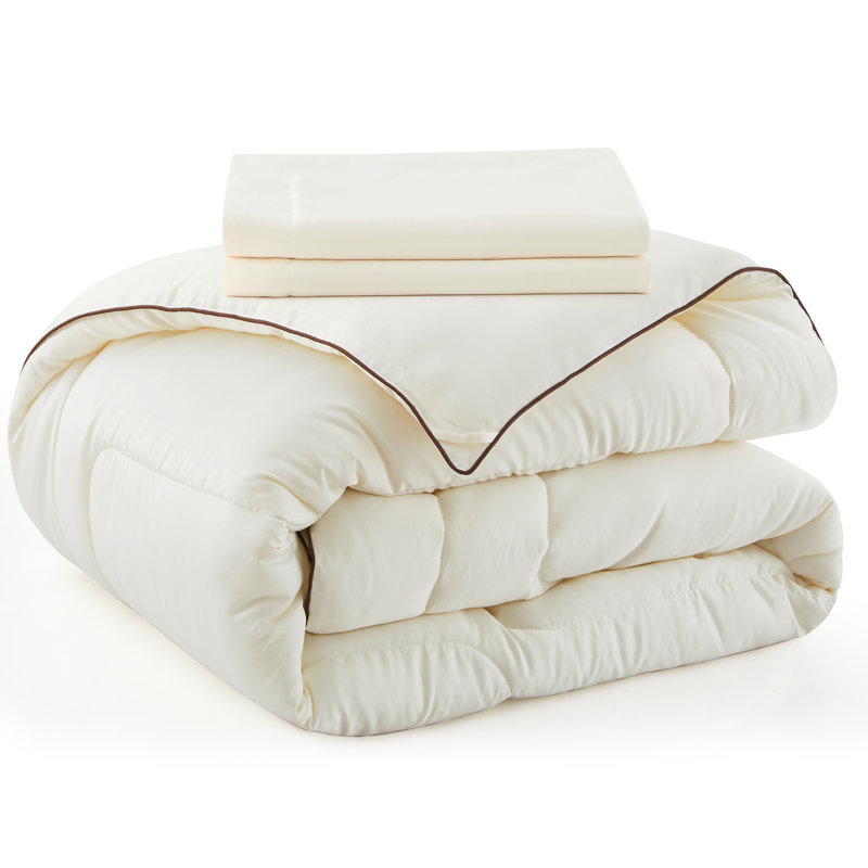 Cream Full Satin Down Alternative Comforter Set