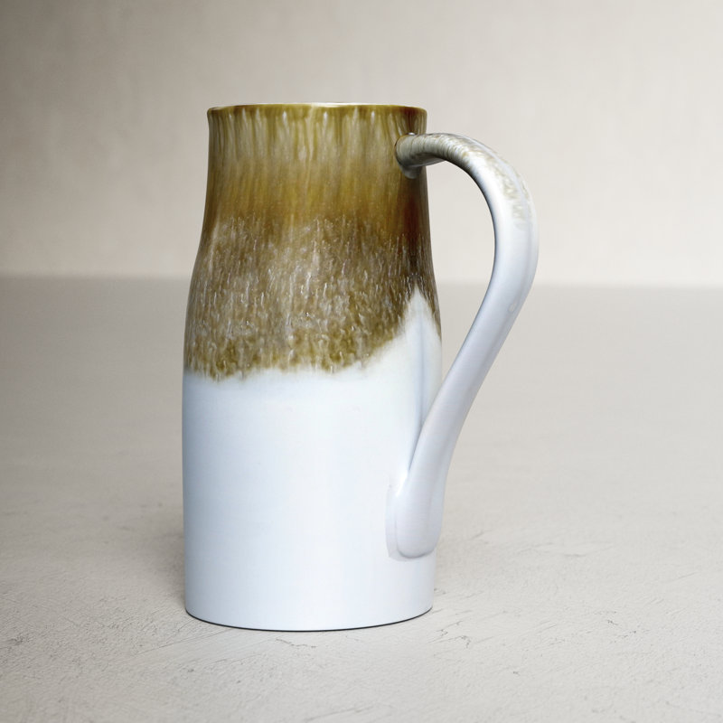 Point Lobos 8-Cup Rustic Brown and White Stoneware Pitcher