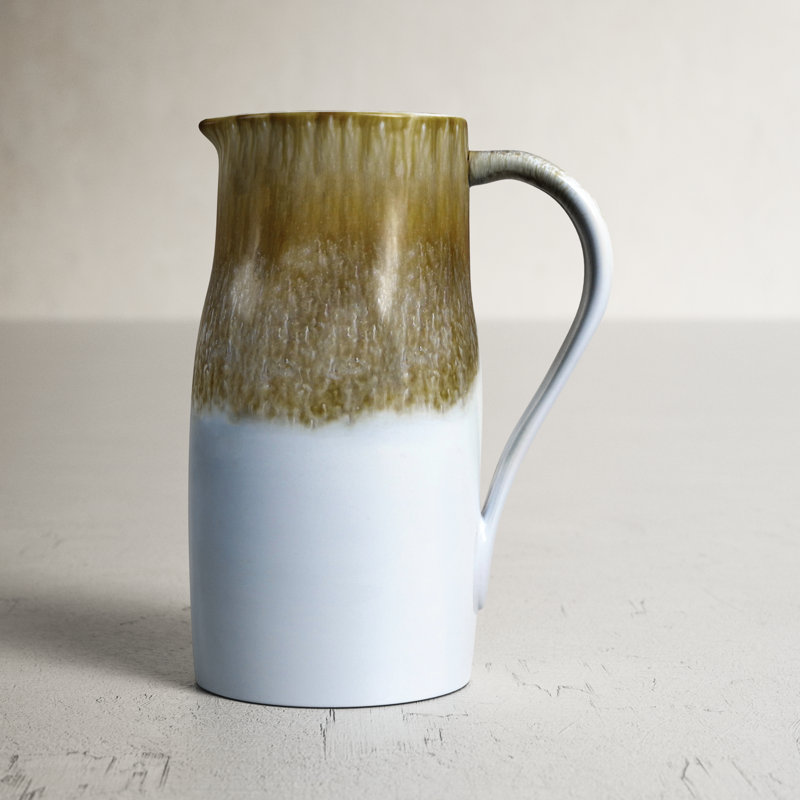 Point Lobos 8-Cup Rustic Brown and White Stoneware Pitcher