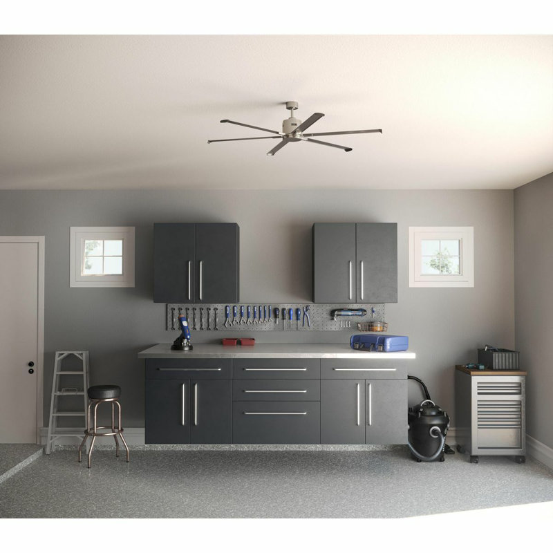 72'' Nickel Industrial Ceiling Fan with Remote and Lighting