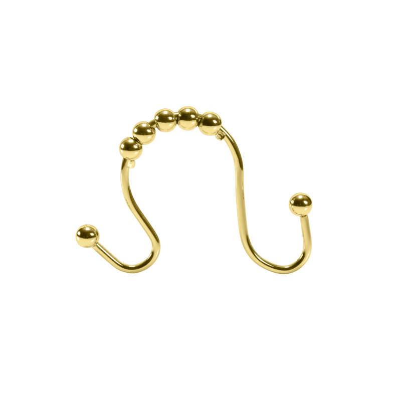 Satin Gold Double Roller Shower Curtain Hooks