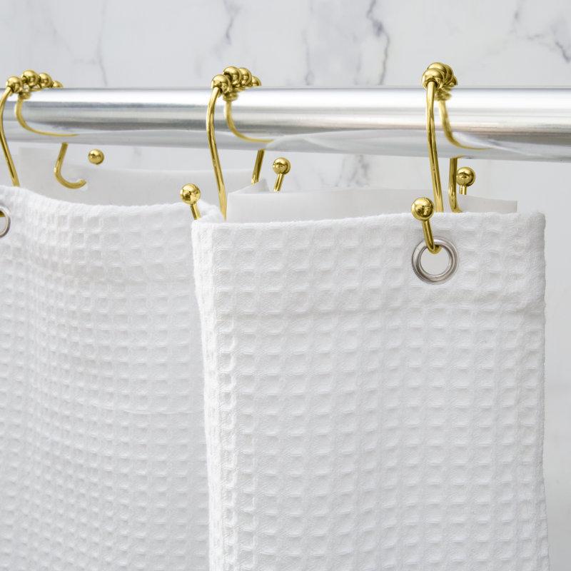 Satin Gold Double Roller Shower Curtain Hooks