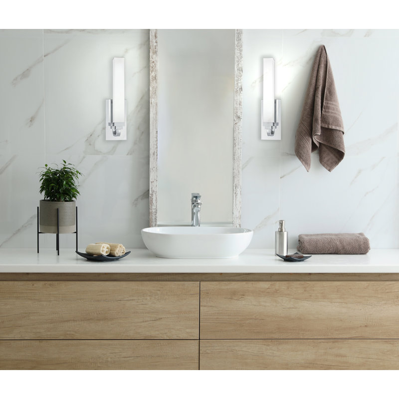 Tetris 16" Chrome LED Dimmable Wall Sconce with Glass Diffuser