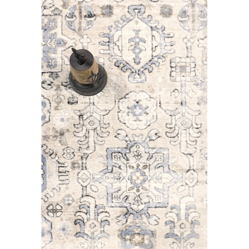Amadeus 6' Square Off-White Stain-Resistant Oriental Rug