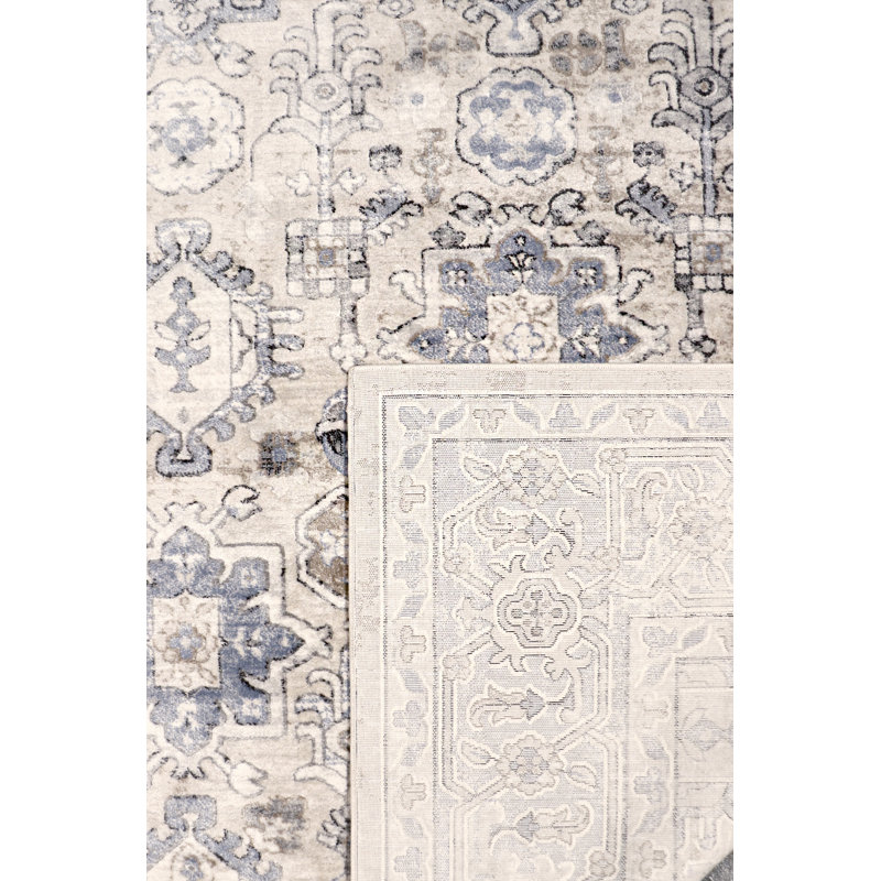 Amadeus 6' Square Off-White Stain-Resistant Oriental Rug