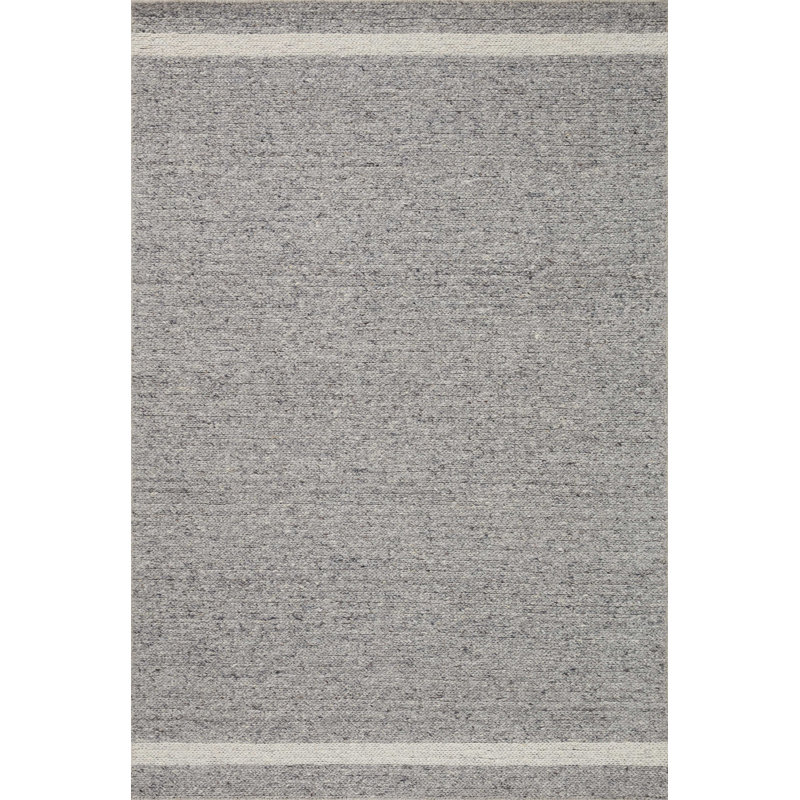 Ivory Stripe Hand-Tufted Wool Area Rug 5' x 7'