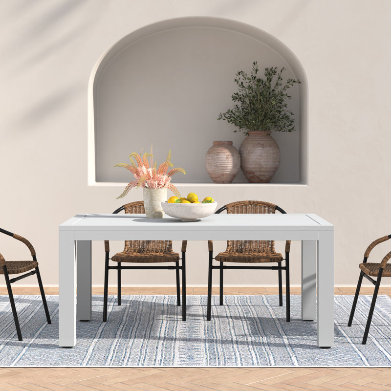 Poinsettia 64'' White Aluminum Outdoor Dining Table