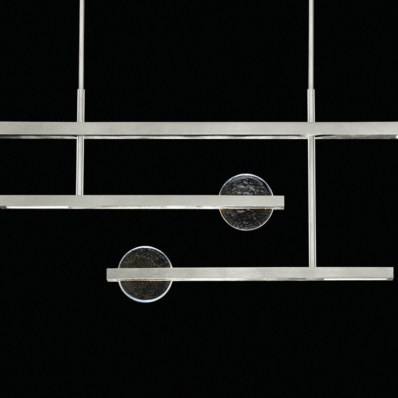 Selene Silver Leaf 6-Light LED Island Pendant with Clear/White Glass