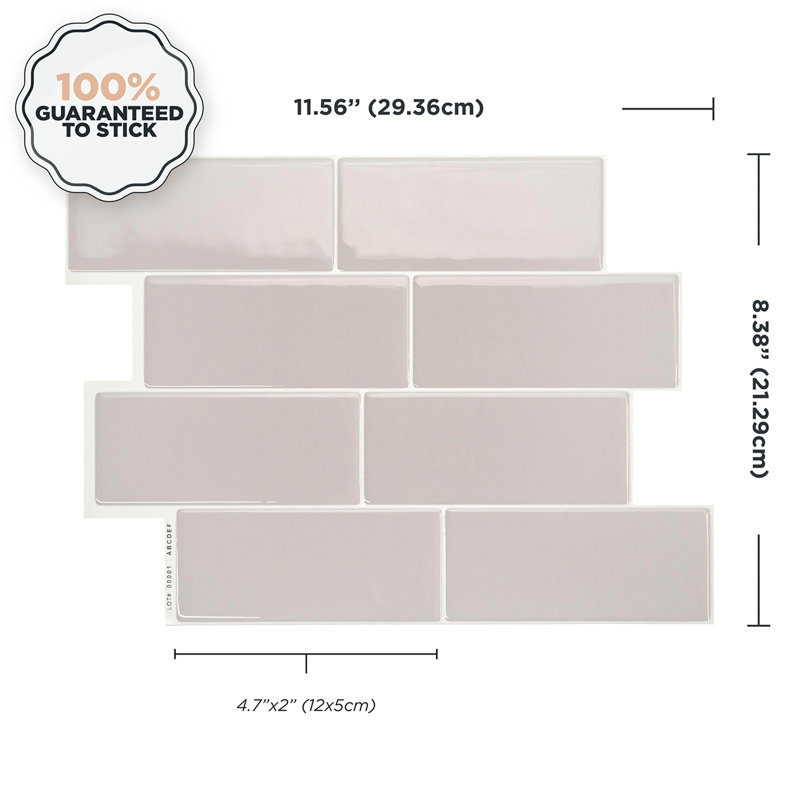Peel and Stick Gel Backsplash Tile Metro 12'' x 8'' (Set of 4)