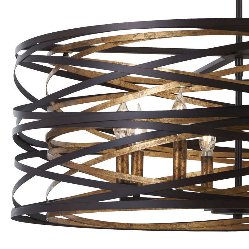 Vortic Flow Dark Bronze and Mosaic Gold 8-Light Contemporary Pendant