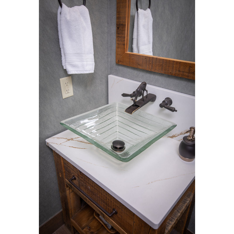 Clear Tempered Glass Square Above-Counter Vessel Sink