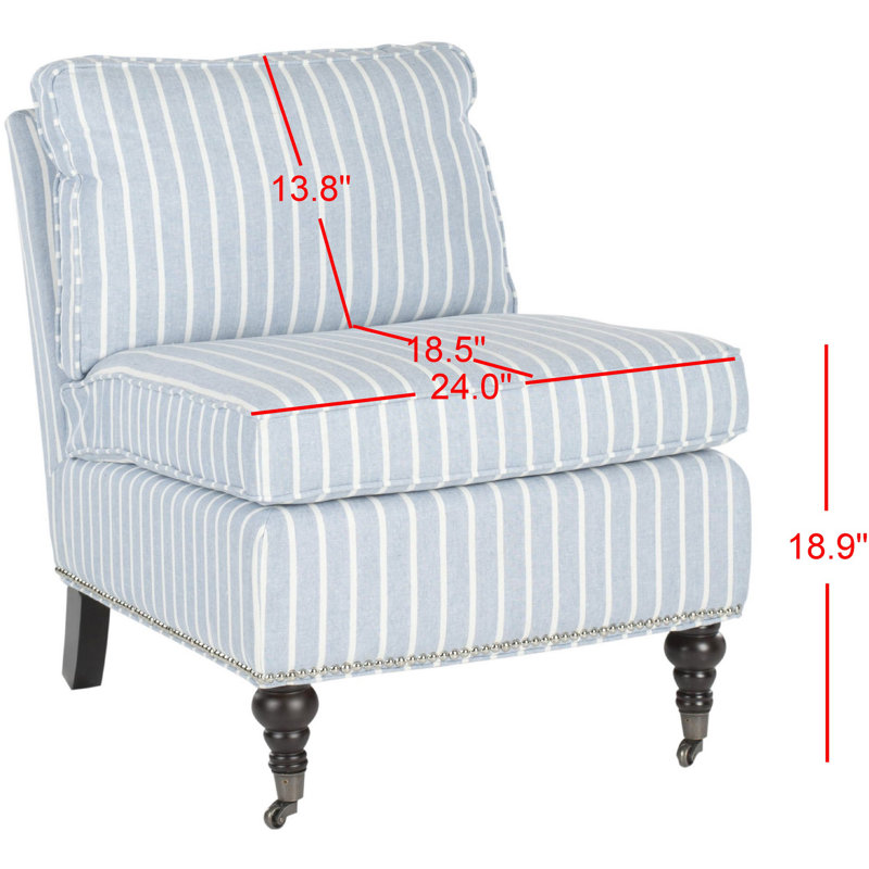 Blue and White Striped Linen Cotton Slipper Chair