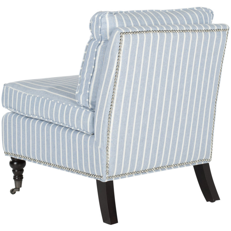 Blue and White Striped Linen Cotton Slipper Chair