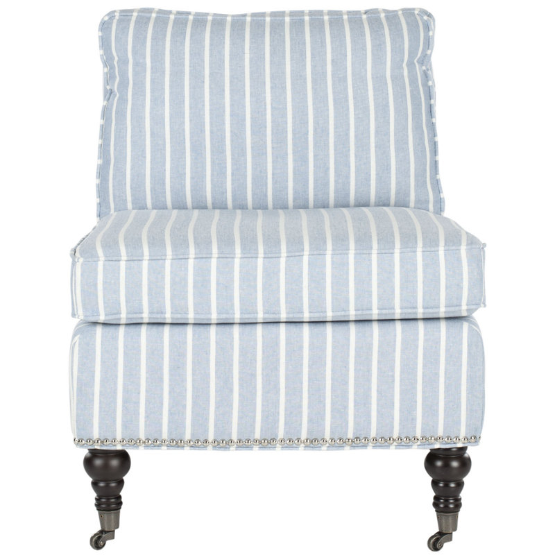 Blue and White Striped Linen Cotton Slipper Chair