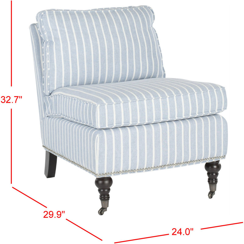 Blue and White Striped Linen Cotton Slipper Chair
