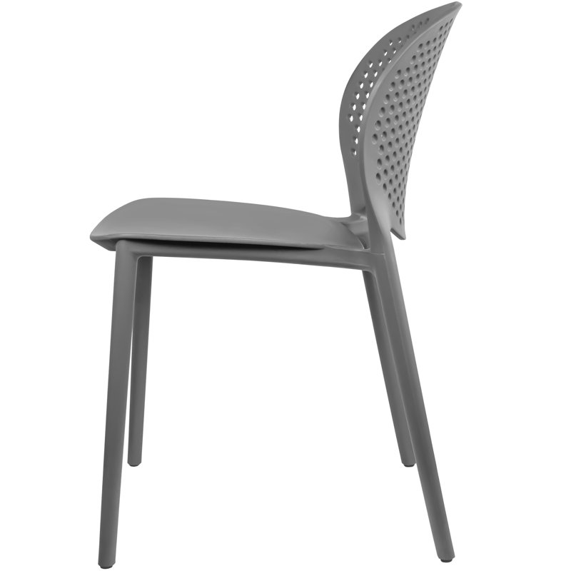 Gray Stackable Armless Outdoor Dining Side Chair
