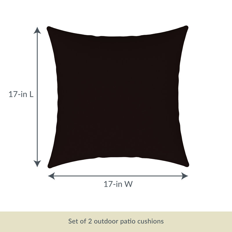 Set of 2 Black All-Weather Outdoor Square Throw Pillows
