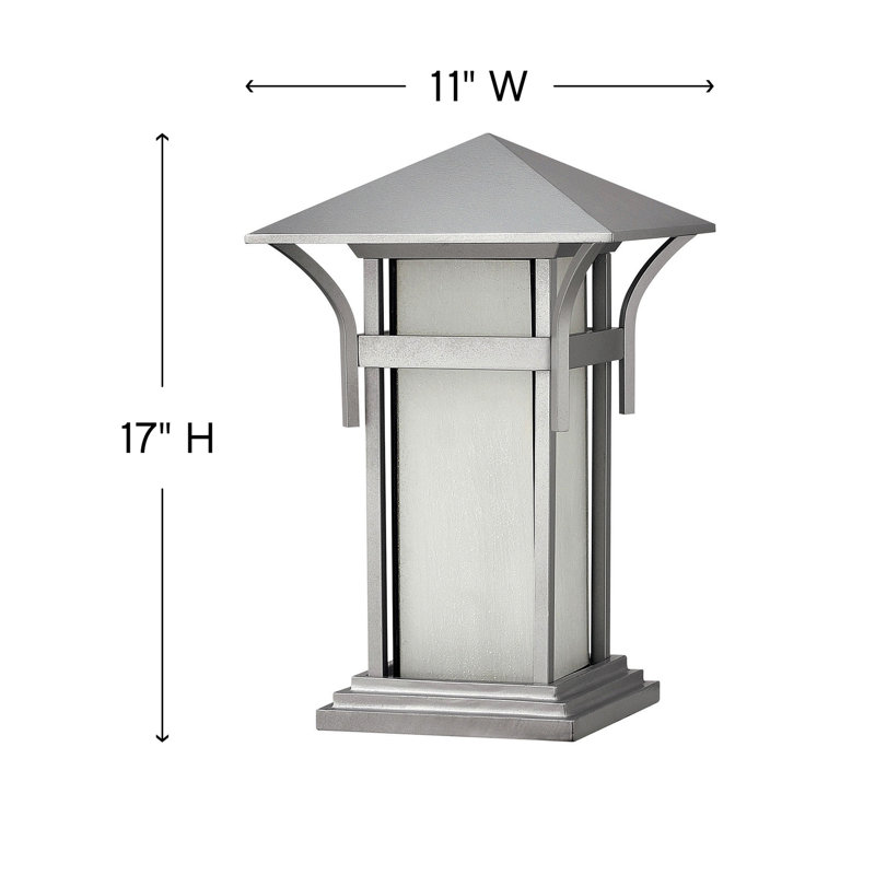 Titanium 1-Light Outdoor Pier Mount Lantern with Etched Glass