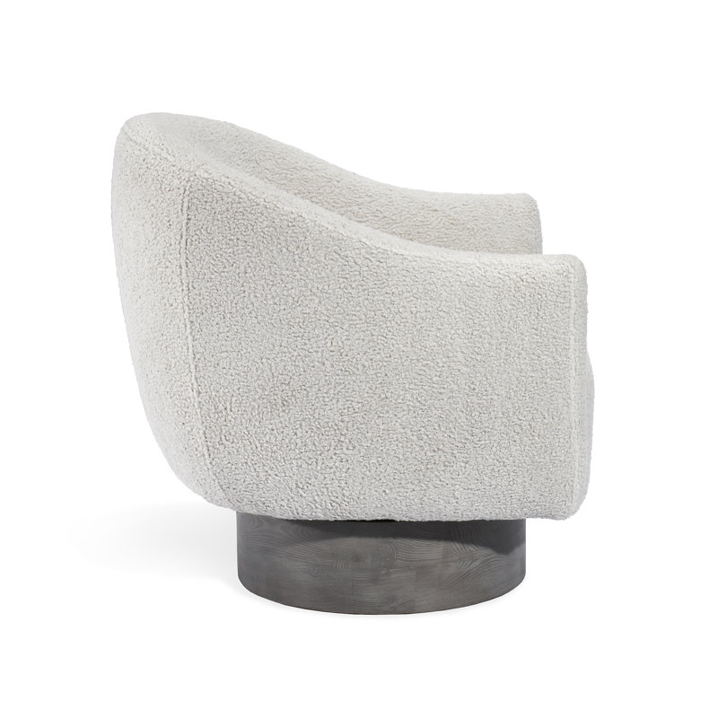 Gray Wash Faux Shearling Swivel Barrel Chair