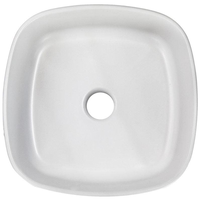Matte White Ceramic Square Vessel Bathroom Sink