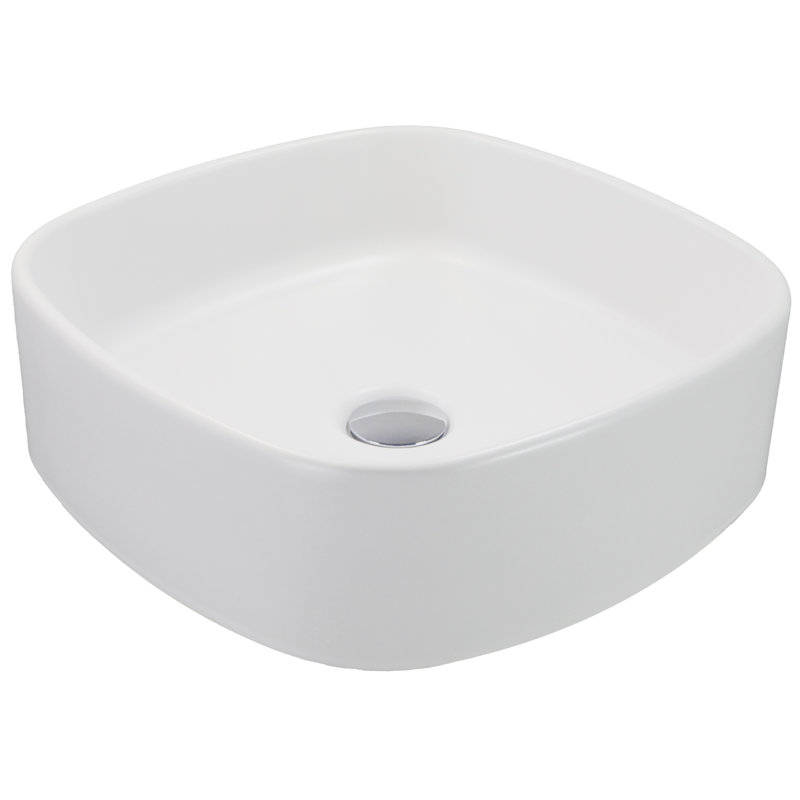 Matte White Ceramic Square Vessel Bathroom Sink