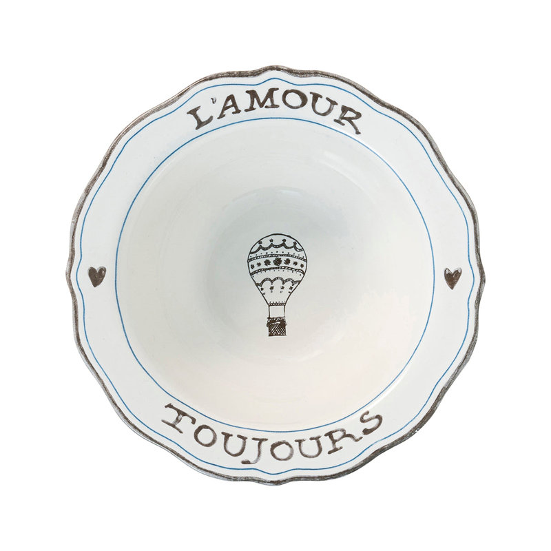L'Amour Toujours White Ceramic 18'' Dinner Plate Set for 4