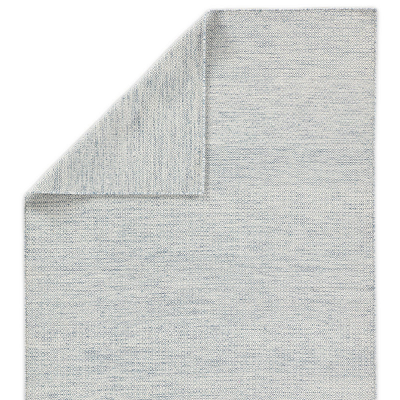 Light Blue Wool Trellis Flat Woven Reversible Rug 2'6"x10'