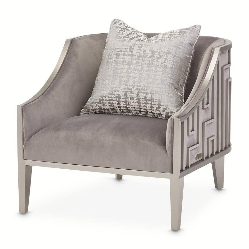 Roxbury Park Steel Gray Velvet Geometric Accent Chair