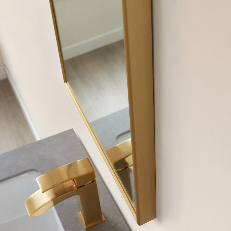 Viella Brushed Gold Rectangular Aluminum Bathroom Mirror