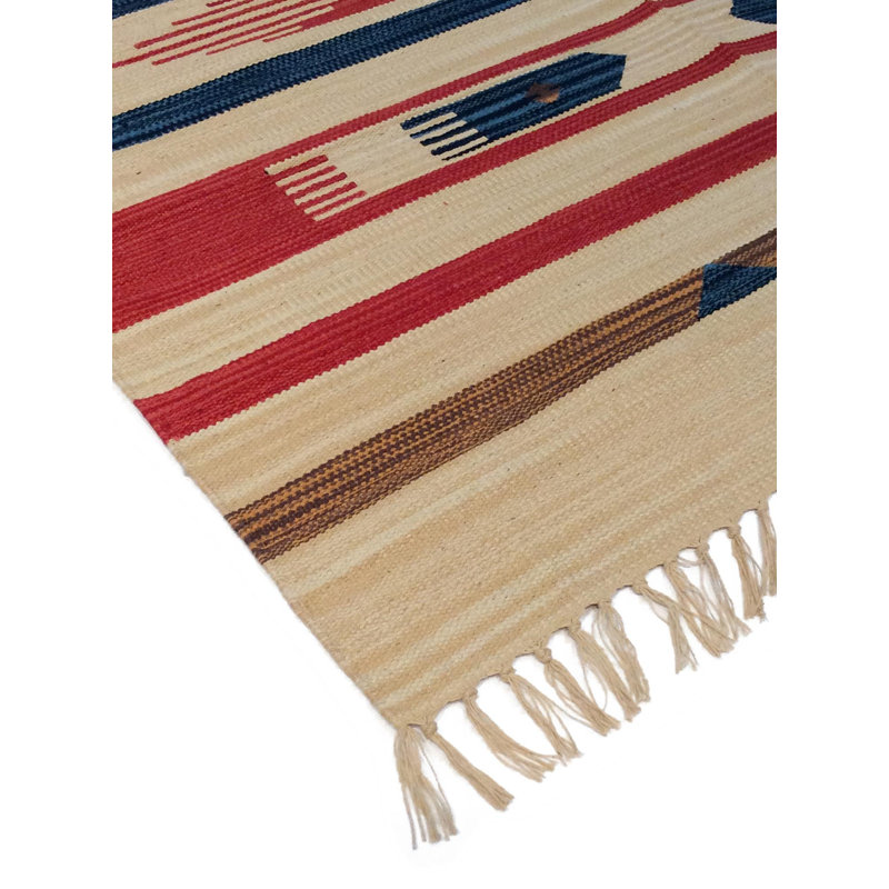 Anatolian Cotton Elegance 10' Square Area Rug in Blue and Beige
