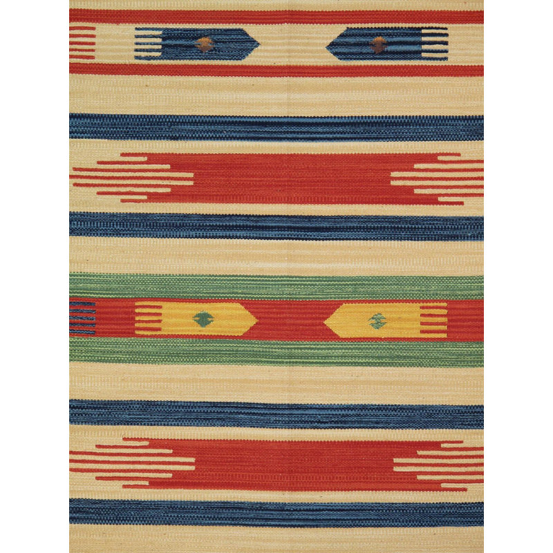 Anatolian Cotton Elegance 10' Square Area Rug in Blue and Beige