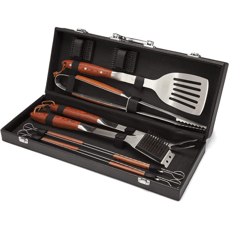 Cuisinart 10 Piece Stainless Steel Grilling Tool Set with Wooden Handles