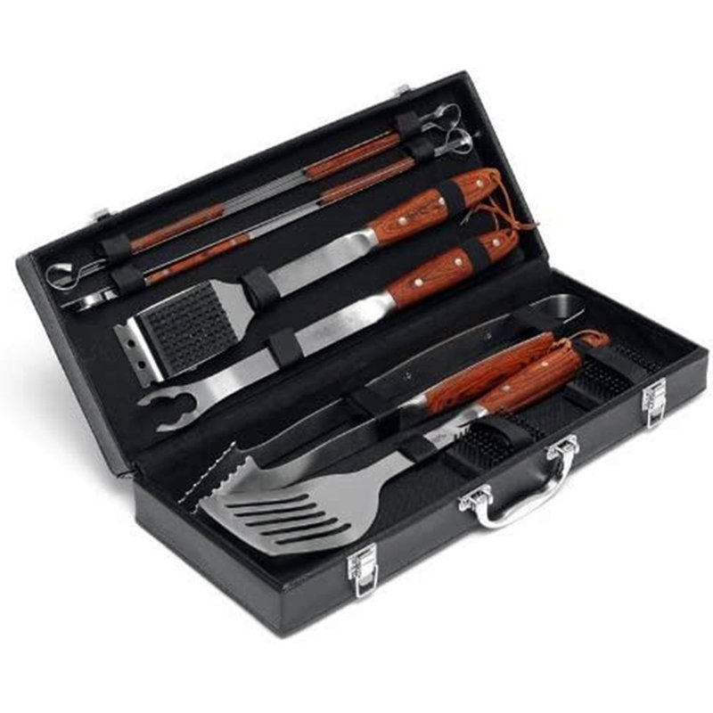 Cuisinart 10 Piece Stainless Steel Grilling Tool Set with Wooden Handles