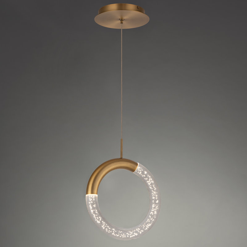Circle Harmony Aged Brass LED Pendant with Acrylic Shade