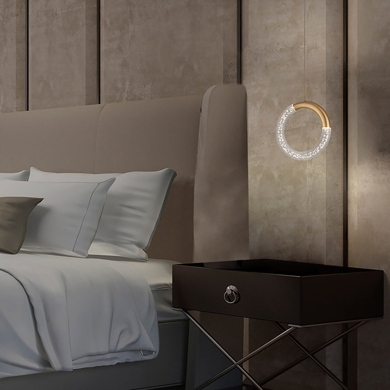 Circle Harmony Aged Brass LED Pendant with Acrylic Shade