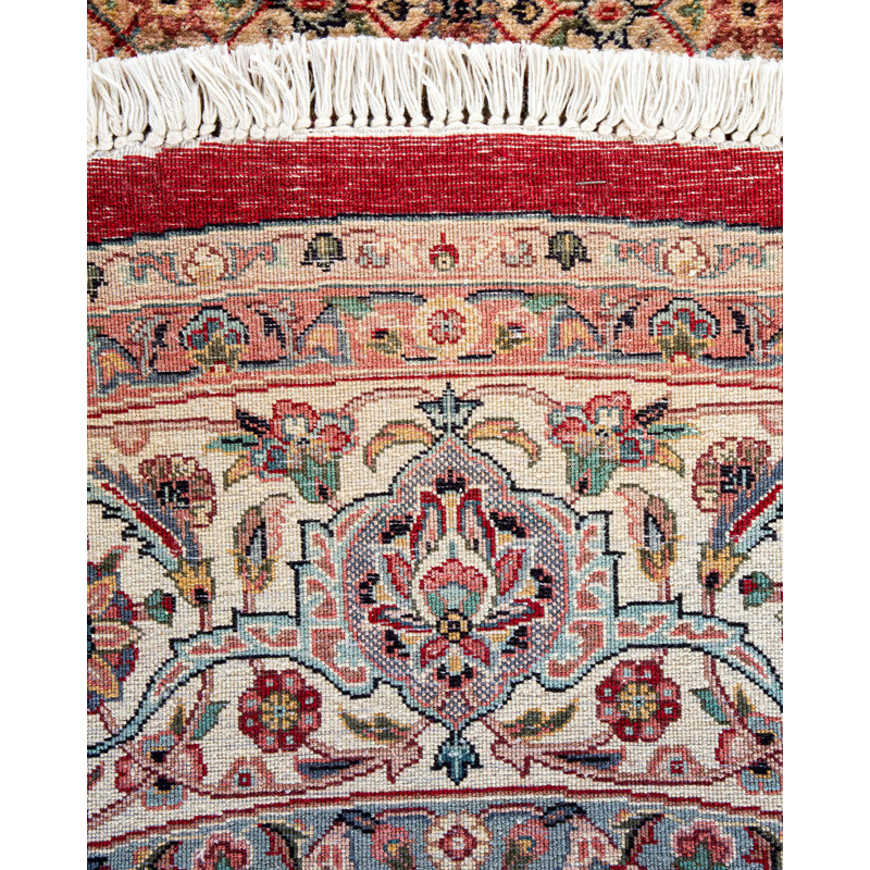 Hand-Knotted Round Red Wool Area Rug 7' 1" x 7' 3"