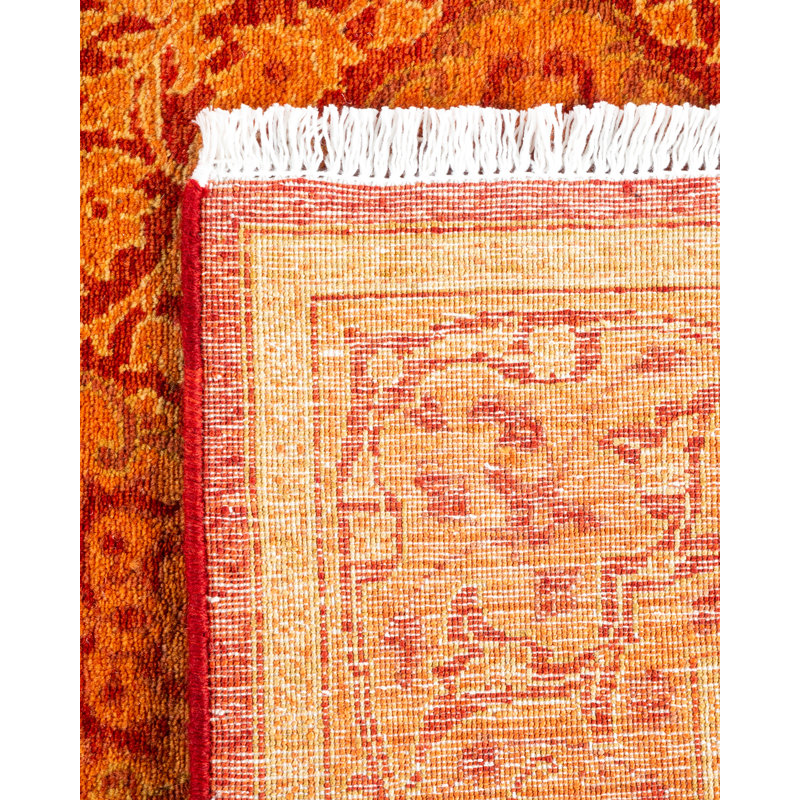 Mogul Hand-Knotted Wool Traditional Orange Runner 2'6" x 12'1"