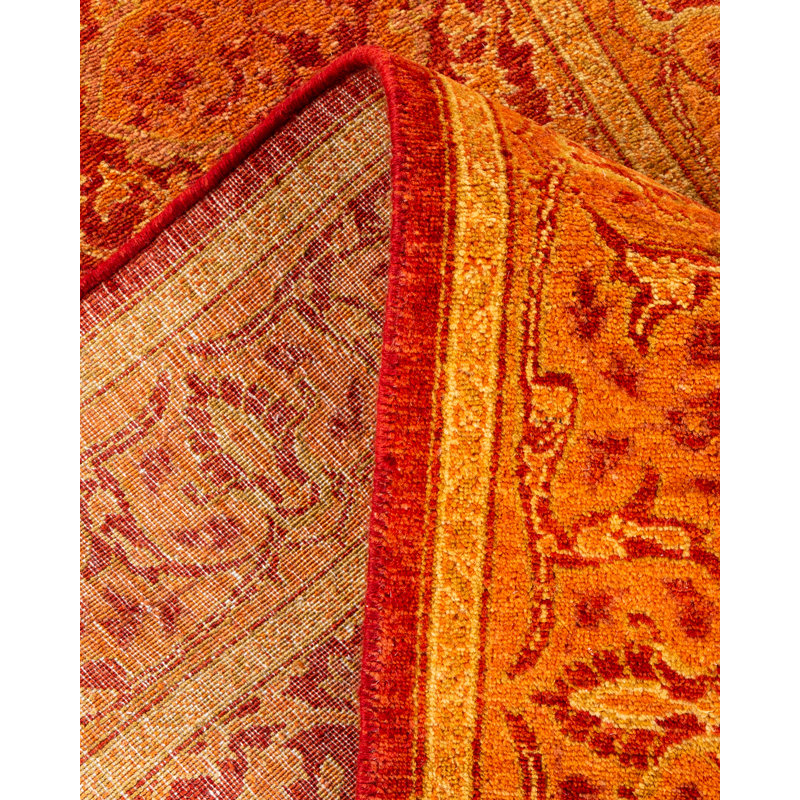 Mogul Hand-Knotted Wool Traditional Orange Runner 2'6" x 12'1"