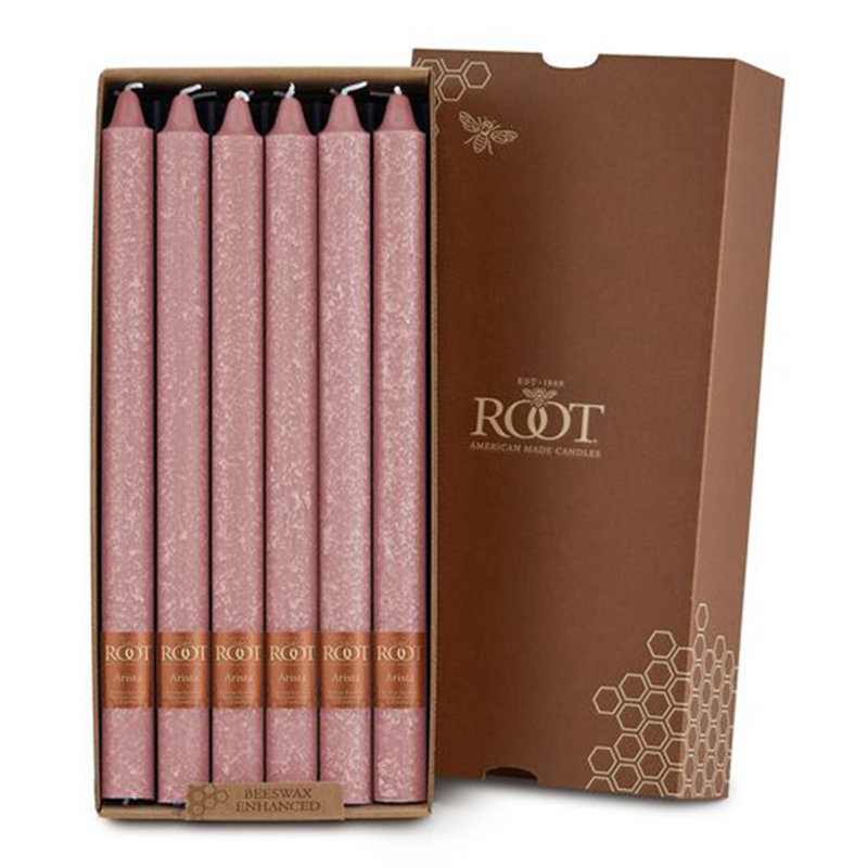 Dusty Rose 9" Beeswax Scented Dripless Taper Candle