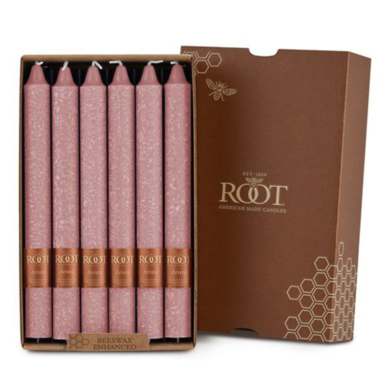 Dusty Rose 9" Beeswax Scented Dripless Taper Candle