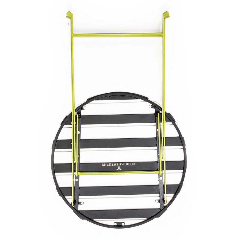 Outdoor Black and White Metal Bistro Table with Chartreuse Frame