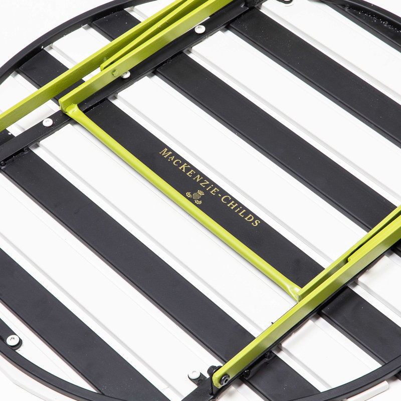 Outdoor Black and White Metal Bistro Table with Chartreuse Frame