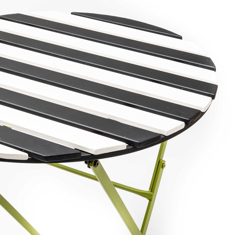 Outdoor Black and White Metal Bistro Table with Chartreuse Frame