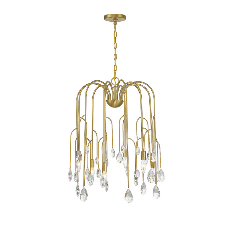 Noble Brass and Crystal 6-Light Candle Chandelier