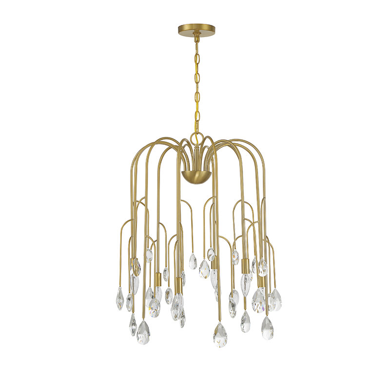 Noble Brass and Crystal 6-Light Candle Chandelier