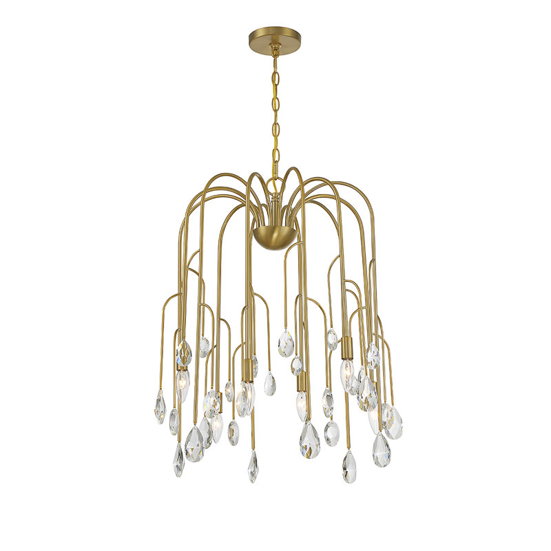 Noble Brass and Crystal 6-Light Candle Chandelier