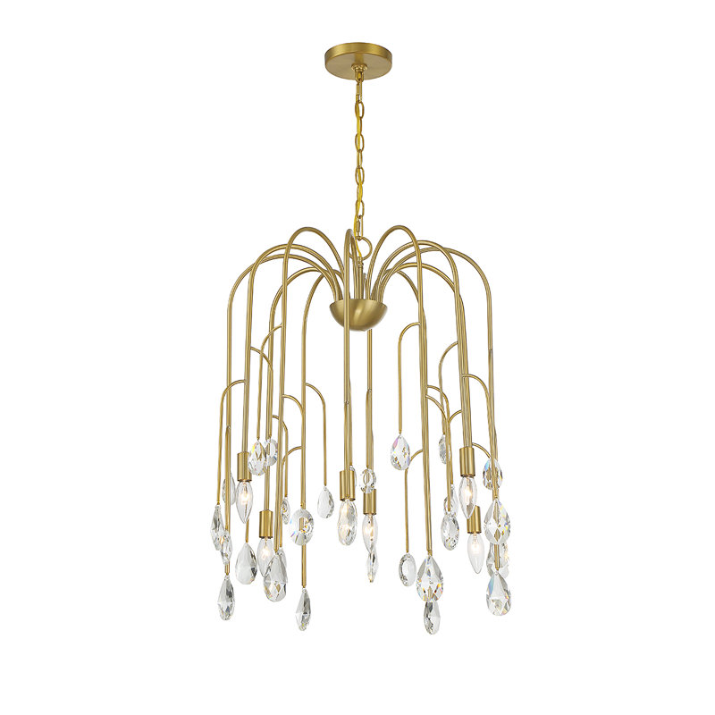 Noble Brass and Crystal 6-Light Candle Chandelier