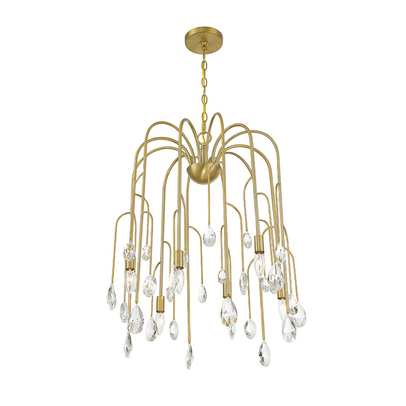 Noble Brass and Crystal 6-Light Candle Chandelier