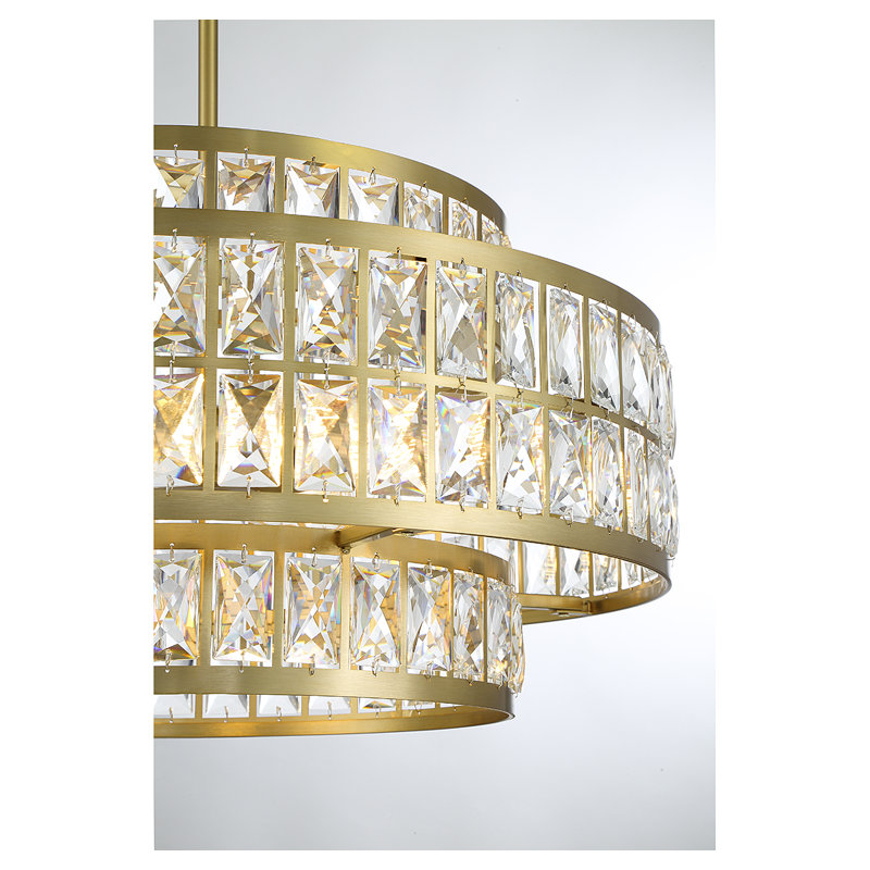 Renzo Warm Brass Crystal Drum 4-Light LED Pendant